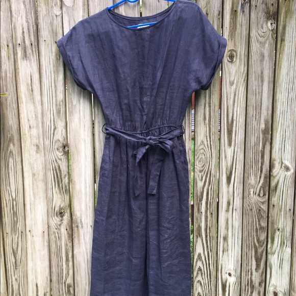 OffOn linen charcoal blue dress with pockets - Picture 8 of 8